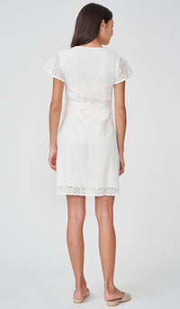 IRINA CROCHET FRONT ZIP NURSING DRESS WHITE