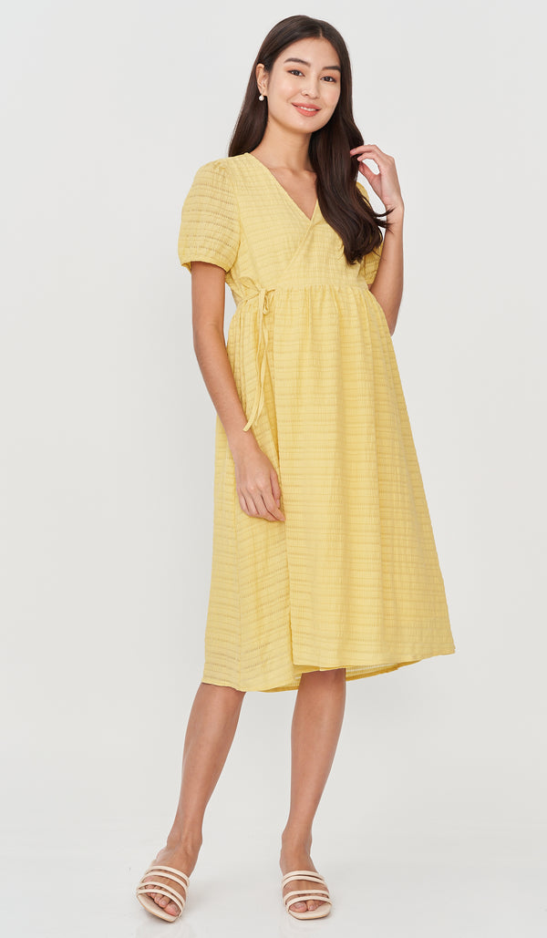 SALE - KANDI TEXTURED WRAP DRESS YELLOW