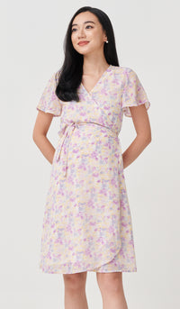 NARELL FLORAL WRAP DRESS ORCHID