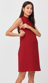 OPAL NURSING CHEONGSAM DRESS RED