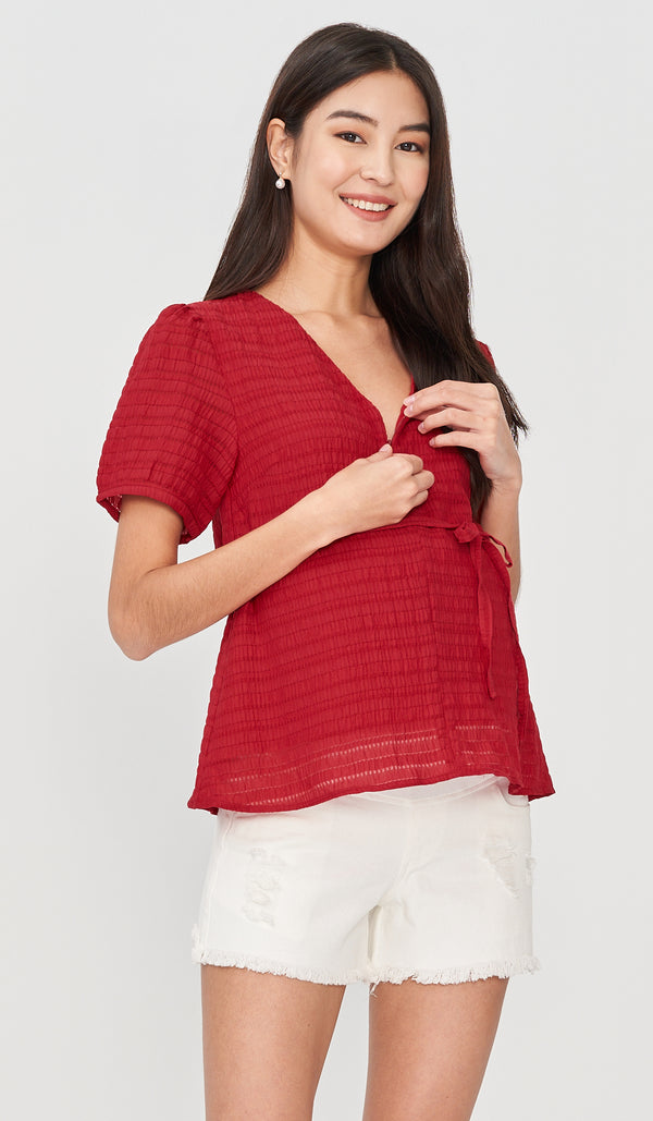 TINA TEXTURED NURSING TOP RED