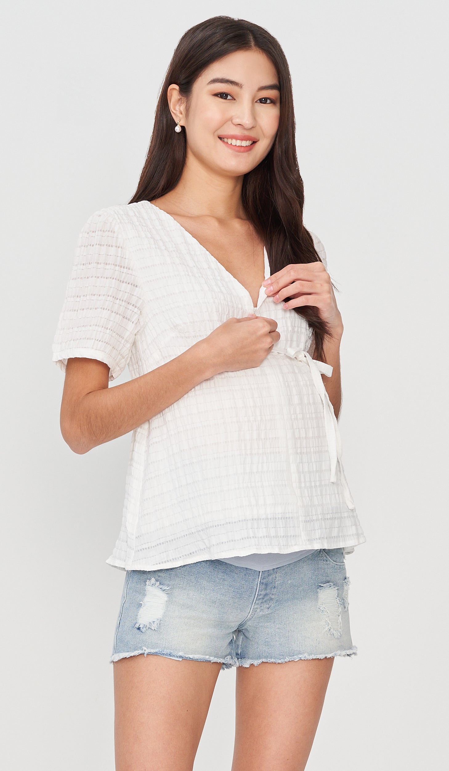 White sales nursing top